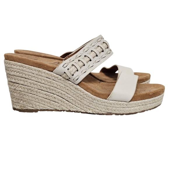 Zodiac Shoes - Zodiac Wedge Sandals Women 10 White Poppy Espadrille Slide Leather Platform Boho
